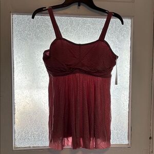 NWT Bloomchic Pink Striped Sleeveless Tankini Top Size 14/16